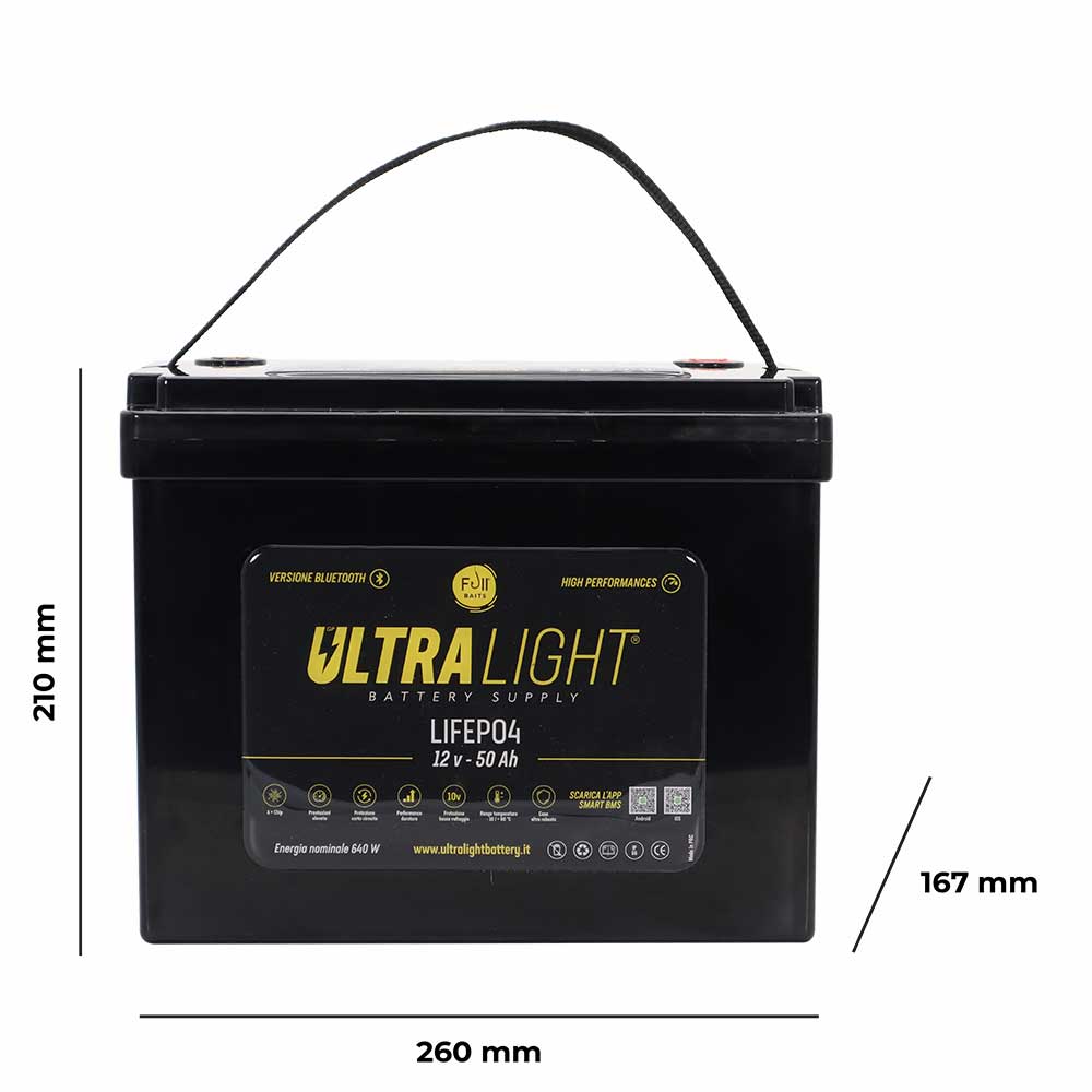 Batteria Ultra Light Lifepo4 12v  50 Ah - Versione Bluetooth -