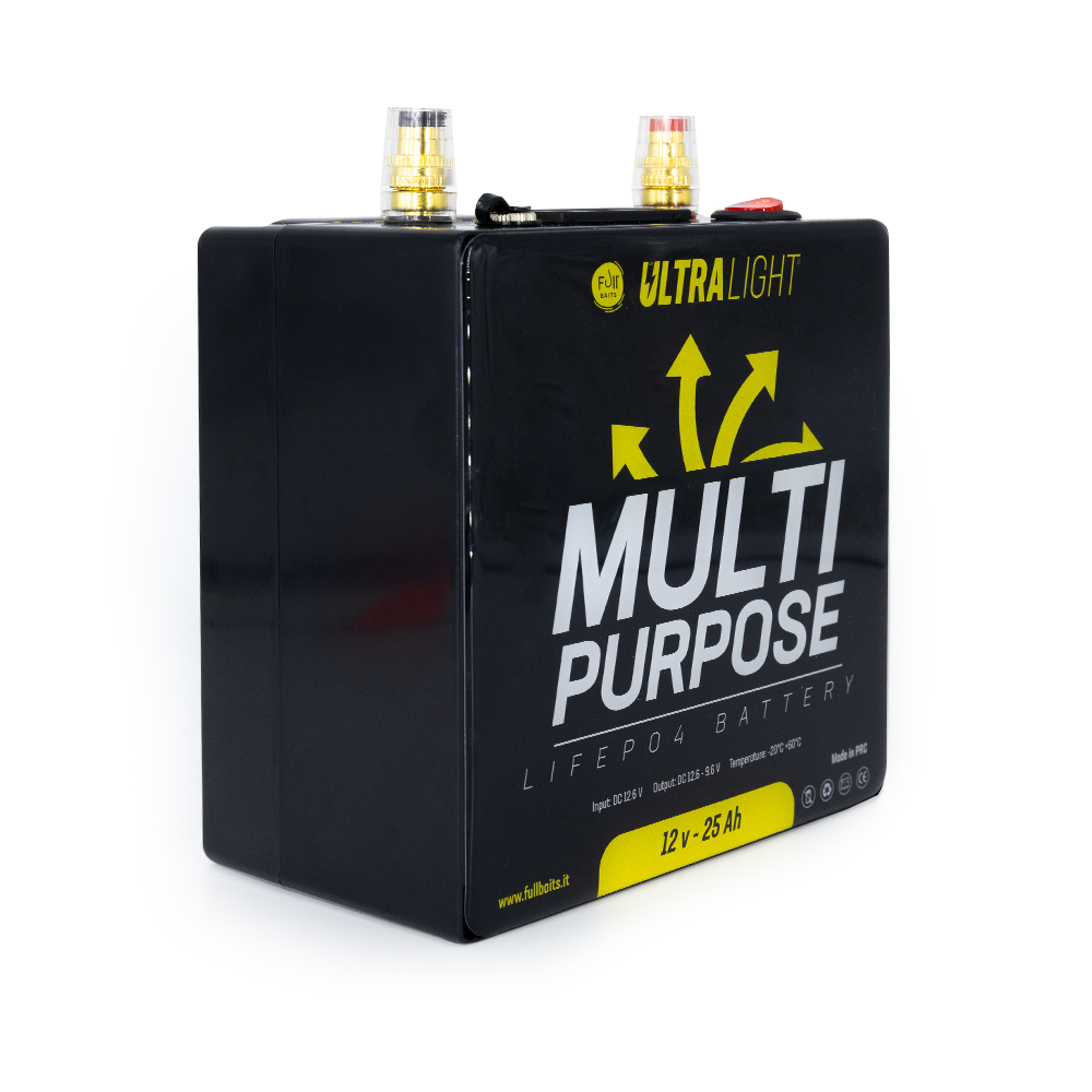 Combo Batteria Multipurpose Lifepo4 25 Ah + borsa imp. + Multicharger